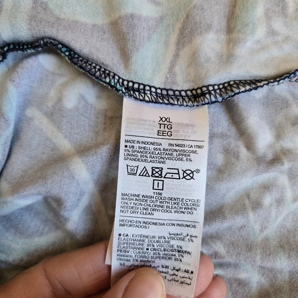 3/$25 Old Navy Stretch Sun Dress Mini Floral Strappy Navy Blue Green XXL - Picture 7 of 13